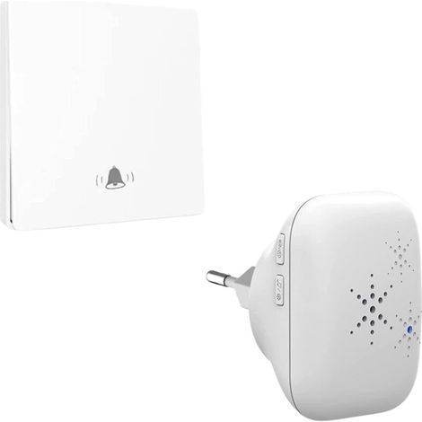 Eco-Friendly Battery-Free Outdoor Wireless Doorbell Kit, IP65 Waterproof, Snow, Rainproof - Remote Transmitter - Plug-in Receiver - 43 Volume Levels - 38 Melodies