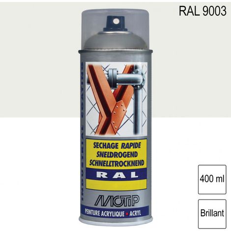 Peinture aérosol RAL 9003 Blanc de sécurité brillant 400ml MOTIP