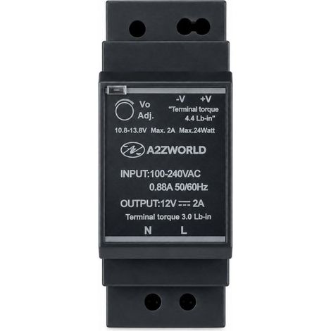 Alimentatore Trasformatore Da Guida Barra DIN 30W, 2 Moduli, Serie HDR-30, Disponibili DC 12V 24V (DC 12V)