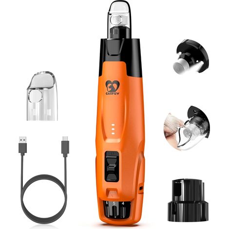 Broyeur à Ongles pour Chien à 6 Vitesses - pour Chiens et Chats de Petite, Moyenne et Grande Taille (Orange) (1/5)