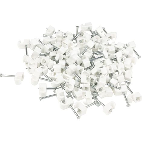 Clamps Lot de 200 serre-câbles 4-7 mm Longueur de clou 25 mm Blanc (1/5)