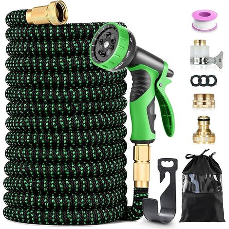 Garden Hose 15 m High Pressure Hose with 10 Jet Guns 1/2" and 3/4" Connectors Garden Car Outdoor Cleaning (1/5)
