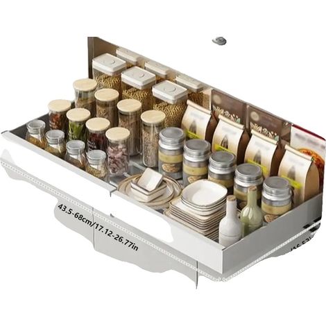 Organisateur de Cabinet, Largeur Ajustable, Style Minimaliste Moderne, Blanc -L (1/2)