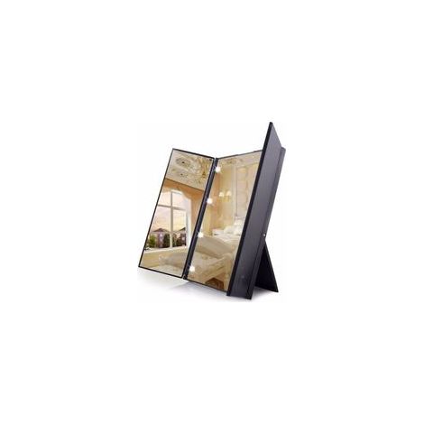 Miroir de Maquillage Lumineux 8 LED (Maquillage et Rasage, Miroir sur Pied avec Batterie, Voyage ou Salle de Bain) (1/4)