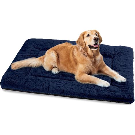 Panier Chien, Tapis Chien Grande Taille, 122x75 cm Matelas pour Chiens Lavable Super Doux Dog Bed Imperméable avec Dessous Antidérapant, Bleu Marine (1/5)