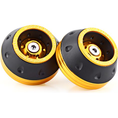 Protecteurs de chute moto CNC aluminium, fourche avant et cadre, pour scooter et cyclomoteur, couleur or. (1/2)