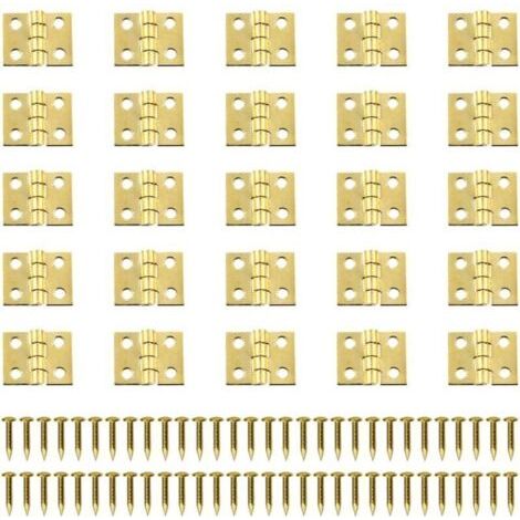 Ahlsen – Lot de 100 mini charnières en laiton 8x10mm – Pour petits projets de menuiserie – Vis incluses – Charge maximale 10kg