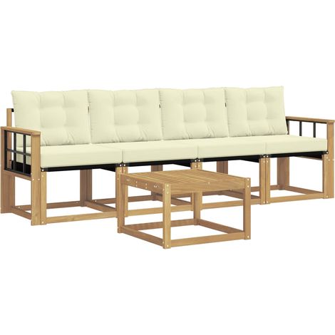 Set di divani da esterno con cuscino 5 pcs Bianco e Crema vidaXL (1/5)