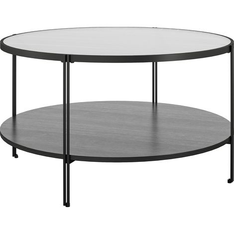 Wainwright-Table d’appoint en verre et 1 étagère en aspect chêne noir