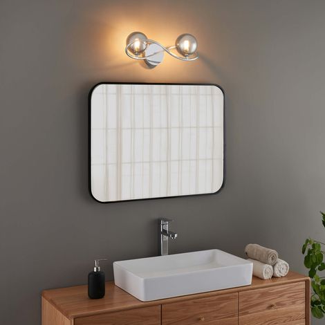 Applique murale chromée design double verre fumé - Novale