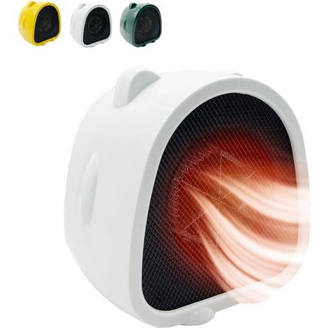Chauffage d'appoint électrique en céramique 500 W, chauffage soufflant électrique portable en céramique PTC, système anti-surchauffe, pour une utilisation au bureau ou dans une chambre (blanc) (1/5)