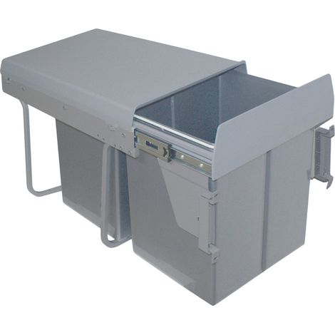 Cuisissimo – Poubelle sous évier coulissante 2 x 20 litres – Double compartiment avec ouverture automatique – Meuble sous évier 40 cm minimum (1/5)