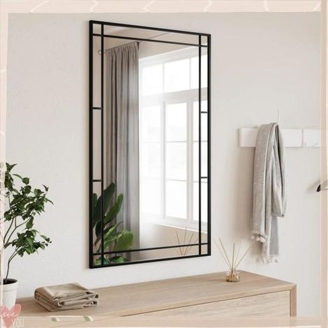 358631 Miroir mural noir 60x100 cm rectangulaire fer (1/5)
