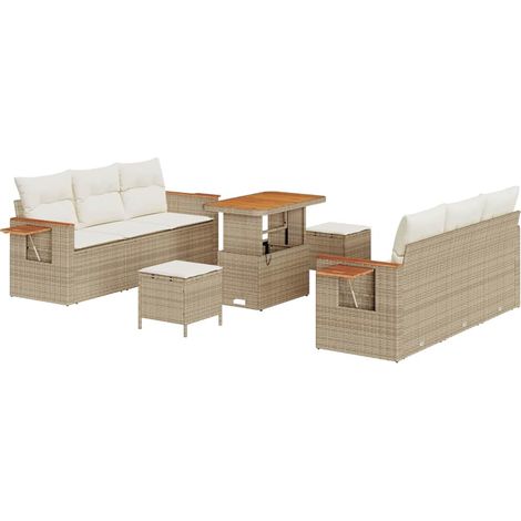 Maison Exclusive - Set Divano da Giardino 11 pcs Beige e Crema polyrattan