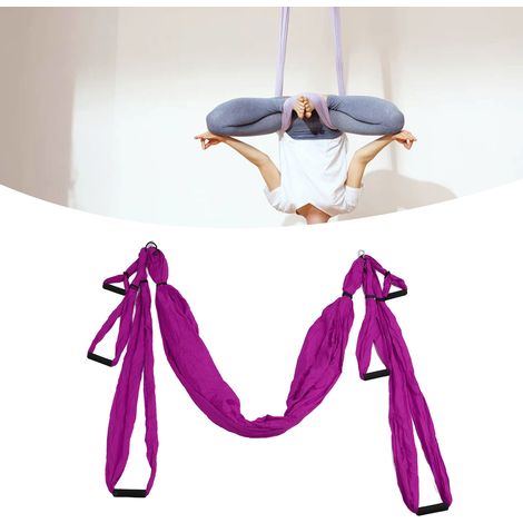 Hamac de yoga aérien inversé d'intérieur, balançoire de yoga, hamac de fitness, tissu de parachute d'extérieur, violet anti-gravité. (1/5)