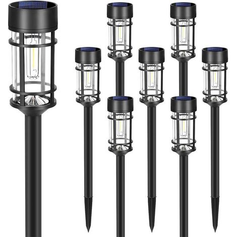Lot de 8 lampes solaires LED étanches pour allée de jardin et aménagement paysager. (1/5)