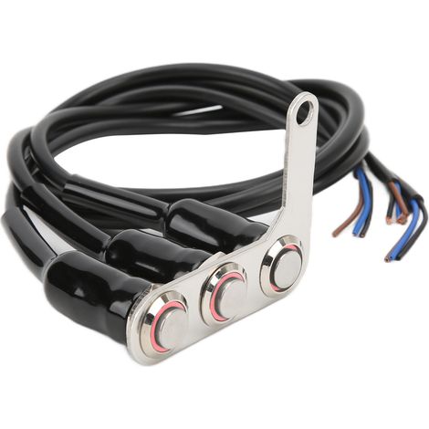 Interrupteur de guidon de moto LED en acier inoxydable étanche pour klaxon, phare et feu stop (gauche) (1/5)