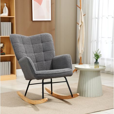 Sillón mecedora de poliéster gris oscuro, 120 kg DESVIAE (1/5)