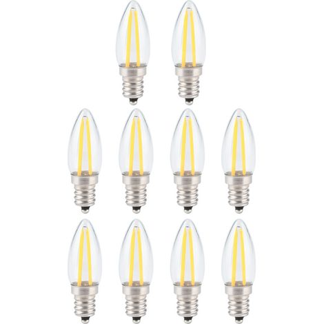 10 Ampoules LED E12 Miniatures à Filament Long Dimmables 1.5W AC110V pour Éclairage Maison