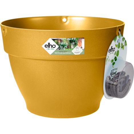 Elho Vibia Campana Suspension 26 - Jaune - L 26 x B 25.963 x H 18 cm - extérieur - 100% recyclé (1/3)