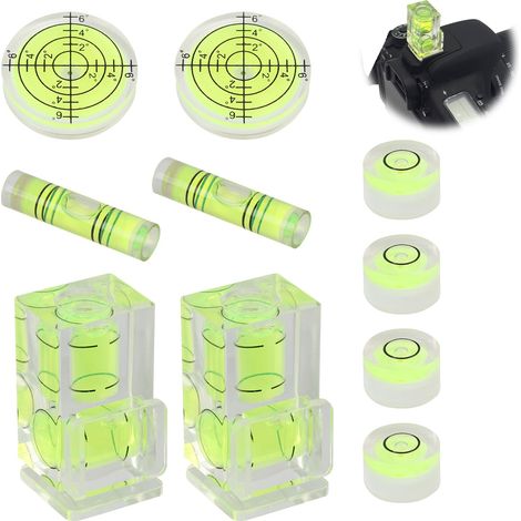 10 Mini Niveaux à Bulle Ronds et Carrés, Petit Niveau à Bulle de Précision pour Appareils Photo, Trépied, Phonographe, Meubles, Camping-Car, Niveau Durable et Facile à Utiliser (1/5)
