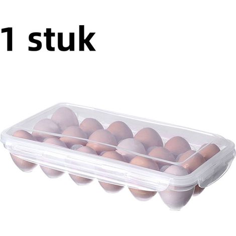Plastic egg box with lid for refrigerator, white (1/5)