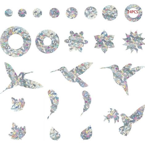 2 jeux autocollants anti-collision pour oiseaux, réfléchissants UV, mat translucide, pour vitrages et surfaces lisses (1/5)