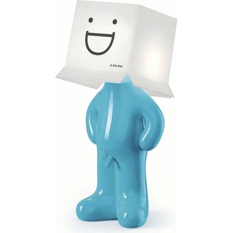 (Bleu) Lampe de lecture LED plissée de style créature avec un design de garçon amusant et une prise USB. (1/3)