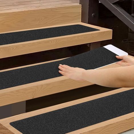 Lot de 5 bandes de marches d'escalier d'extérieur antidérapantes et résistantes aux intempéries, 20 x 76cm, bandes antidérapantes pré découpées et imperméables pour escaliers, marches (1/5)