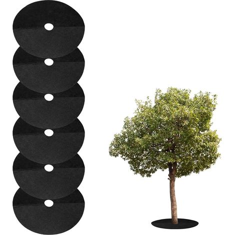 Anneau De Paillage Arbre 25cm Non-Tissé Protège-Arbre Rond Tapis Anti-Mauvaises Herbes Couvre-Plante Anneaux Contrôle des Mauvaises, Noir (1/5)