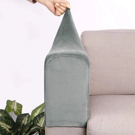 2 Pcs Canapé Canapé Accoudoir Couvre Canapé Extensible Housse de Canapé Meubles Protecteur Fauteuil Accoudoir(Gris) (1/4)