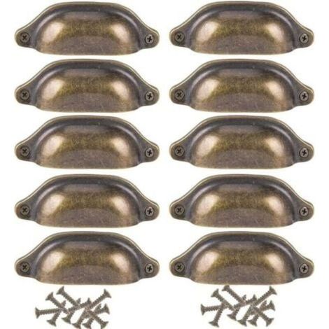 10Pcs Poignée Coquille Rétro Poignee de Meuble Vintage pour Placards Armoire Commode Tiroirs (1/5)