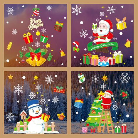 Nouveaux autocollants de Noël, décorations de Noël, stickers pour vitres, électricité statique, sapin de Noël, vieil homme, renne, autocollants pour portes