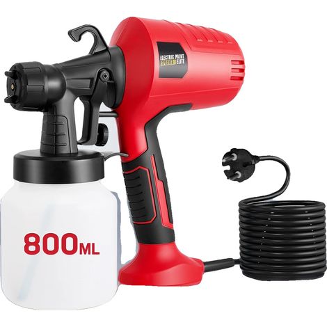 Pistola de pintura, motor de 500 W, control de flujo ajustable, roja. (1/2)