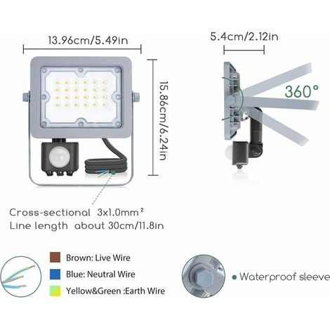 FARO LED FARETTO CON SENSORE CREPUSCOLARE 20W Naturale (1/4)