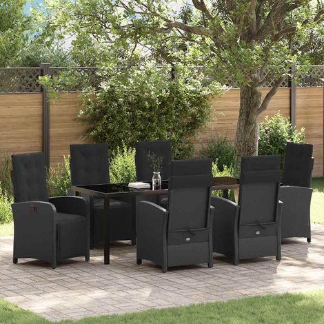 Conjunto de Comedor de Jardín 7 pcs Negro ratán sintético vidaXL (1/5)