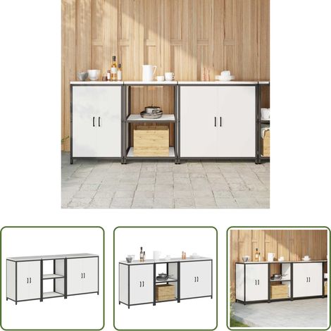 vidaXL Stauraum - Aufbewahrungsset für die Küche 3 pcs Weiß Kaltgewalzter Stahl (1/5)