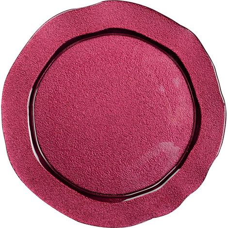 Assiette de présentation en verre en forme de fleur coloris fuchsia 32,5 x 32,5 cm - PANGIVO (1/4)