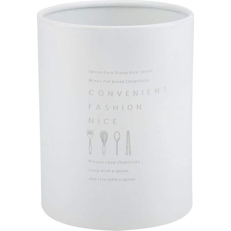 Boîte de rangement pot à couverts cuillère fourchette rangement baguettes inox blanc (1/5)