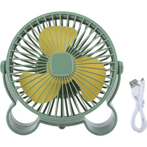 Ventilateur de bureau USB 3 vitesses, mini ventilateur portable rechargeable avec crochet de fixation, vert, pour la maison, le bureau et l'extérieur-AquaForge