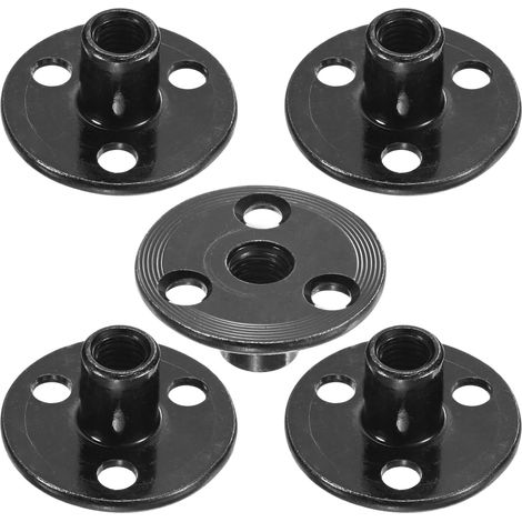 5 Pack Ecrous En T M8x17mm Zingué Acier Au Carbone Ecrou En T 3 Trous Base Ronde Ecrous À Souder Trou parant Quincaillerie Meuble Bride Insert (1/4)