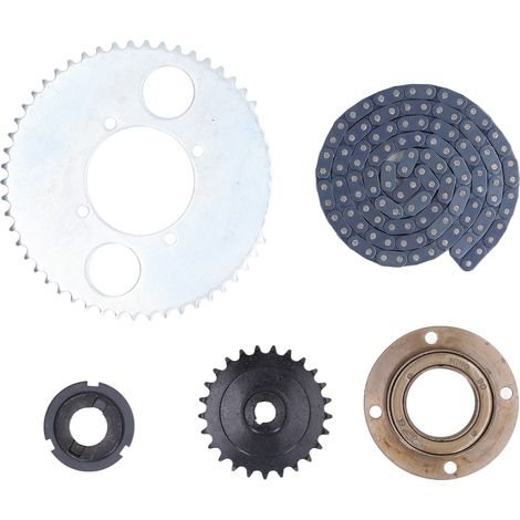 Kit chaîne et pignon 54T 4 trous, pignon 25T, chaîne 116 maillons, connecteur de volant pour accessoires vélo (1/5)