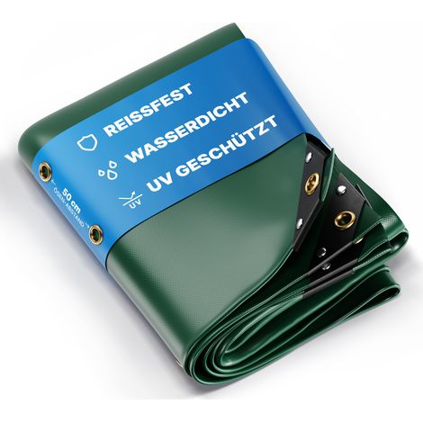 UMBRELLA® Premium Abdeckplane Wasserdicht [300x600cm] – UV Beständige [650 g/m²] LKW Plane mit Ösen, PVC Gewebeplane für Holz, Garten, Dach & Bau – Winterfeste Schutzplane – Grün – 18m²