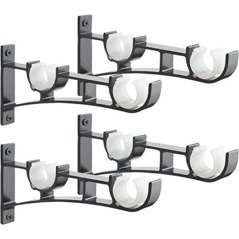 Support de tringle à rideau en aluminium Basetbl – Lot de 4, charge max. 50 kg, compatible Ø 1–3 cm, boucle antidérapante