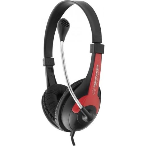 Casque audio EH158R ESPERANZA avec microphone, rouge coq (1/4)