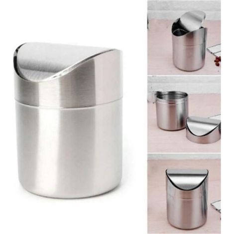 Mini Poubelle pour Bureau avec Couvercle Poubelle de Bureau Petite Petite Poubelle de Comptoir pour Salle de Bain de Bureau (1/5)