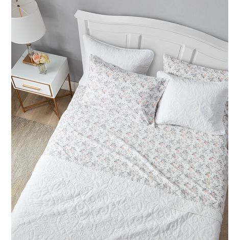 Laura Ashley Sheets Set di Lenzuola in Flanella di Cotone, Rosalie Grigio, King (1/5)