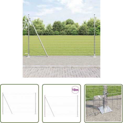 vidaXL Clôture en acier -  Clôture avec poteau Argenté 1,6 x 10 m Acier (1/5)