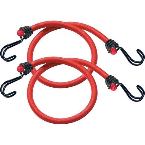 3020EURDAT Crochets à bande extensible [Lot de 2 extensibles] [Crochet inversé] – Idéal pour le transport d'objets, l'emballage, le camping, Rouge, 60 cm (1/5)
