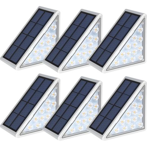 Wasserdichte LED-Solar-Stufenleuchten für den Außenbereich, Solar-Terrassenleuchten (IP67) für Garten, Terrasse, Garten, Gehwege, Haustür, Einfahrt und Veranda (6er-Pack)